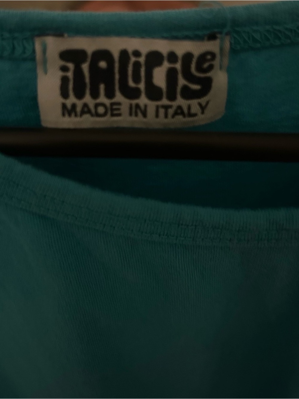 Made In Italy Cotton Sleeveless Teal Asymmetric Tank Top - Picture 6 of 7